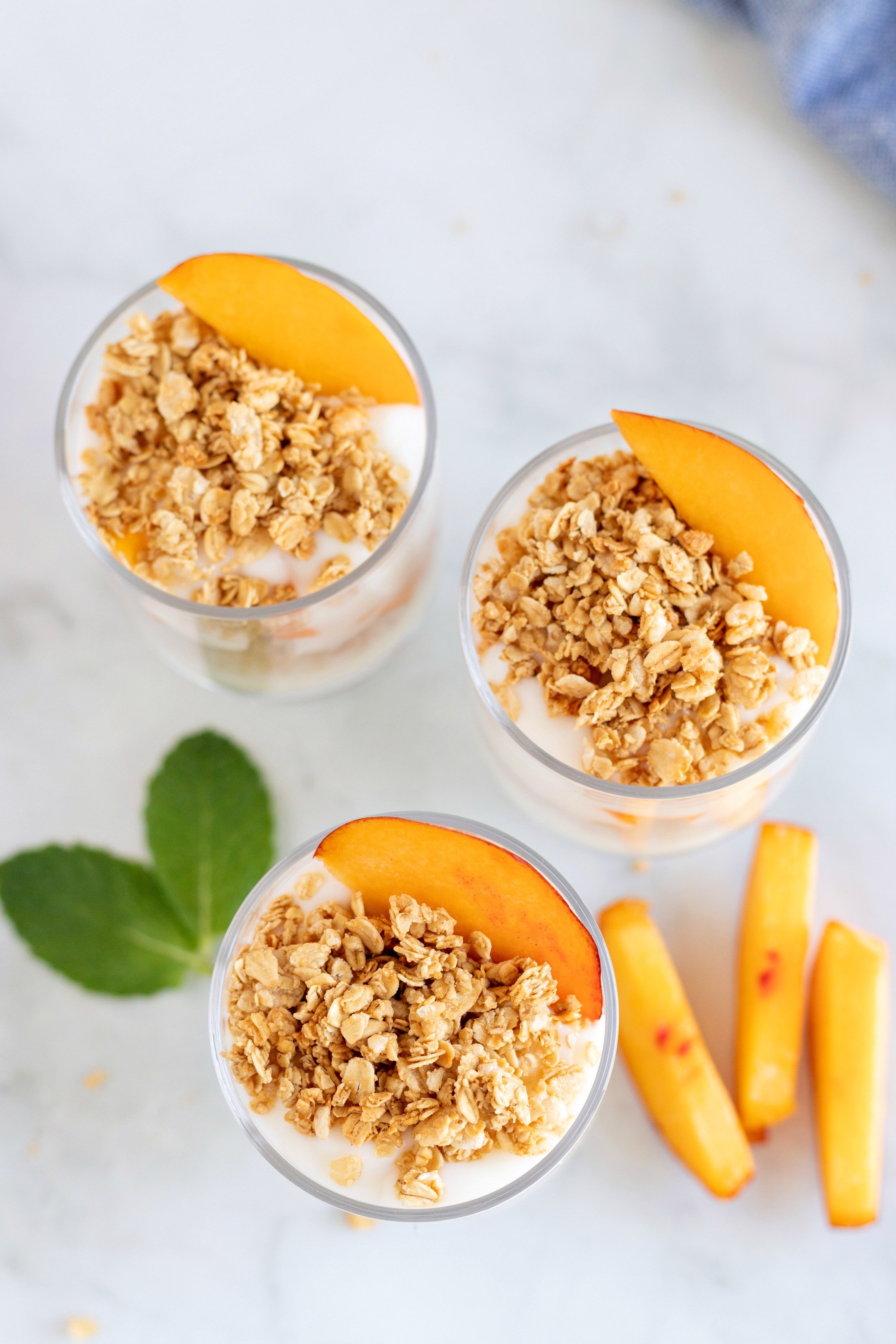 Bowls of peach custard