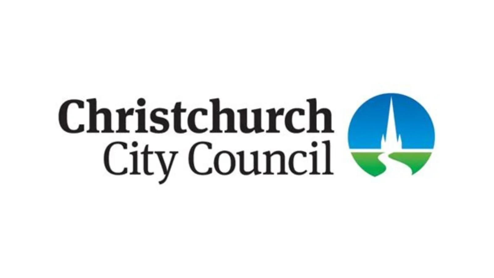 Logo of Christchurch City Council with a stylized icon featuring a spire and landscape.