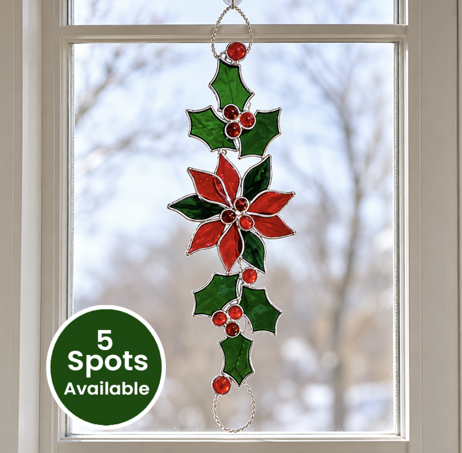 6x16 Poinsettia Suncatcher Stained Glass Workshop