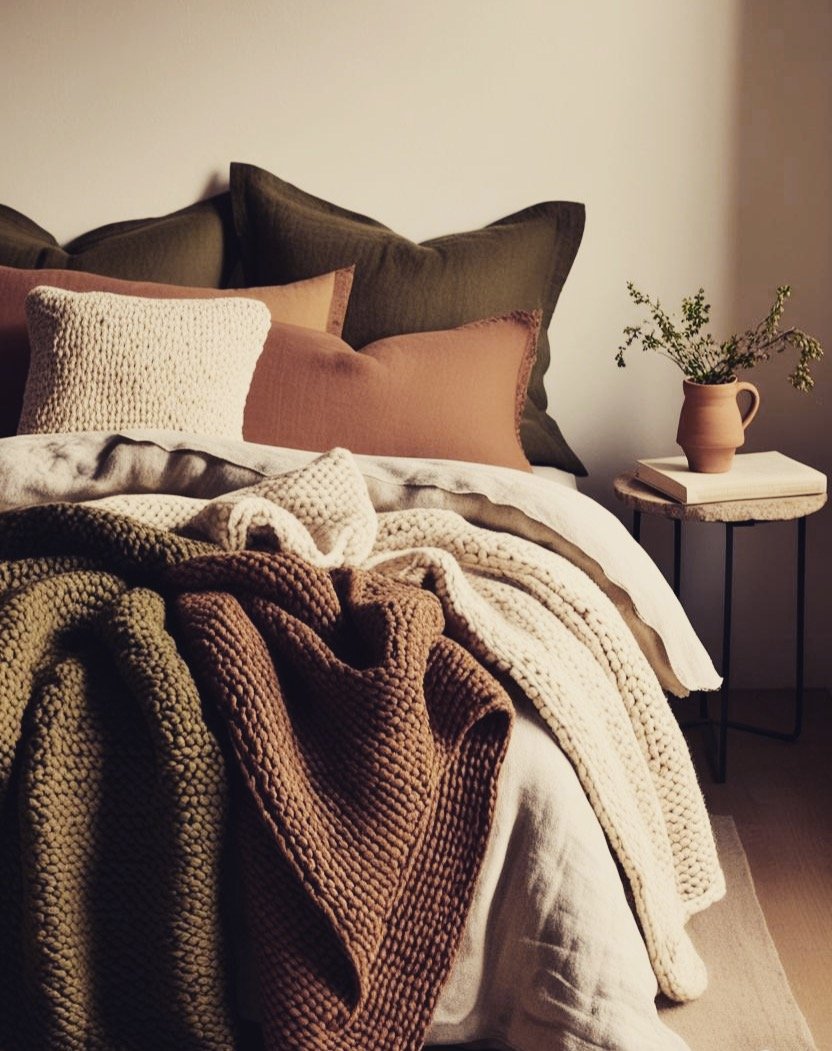 Earth tones, layered textures, and a quiet moment before the day begins 🤎
This cozy bed setup is part of my latest post on calming bedroom aesthetics — simple, grounded, and designed to support your mood.
Explore all 5 looks + Amazon-inspired