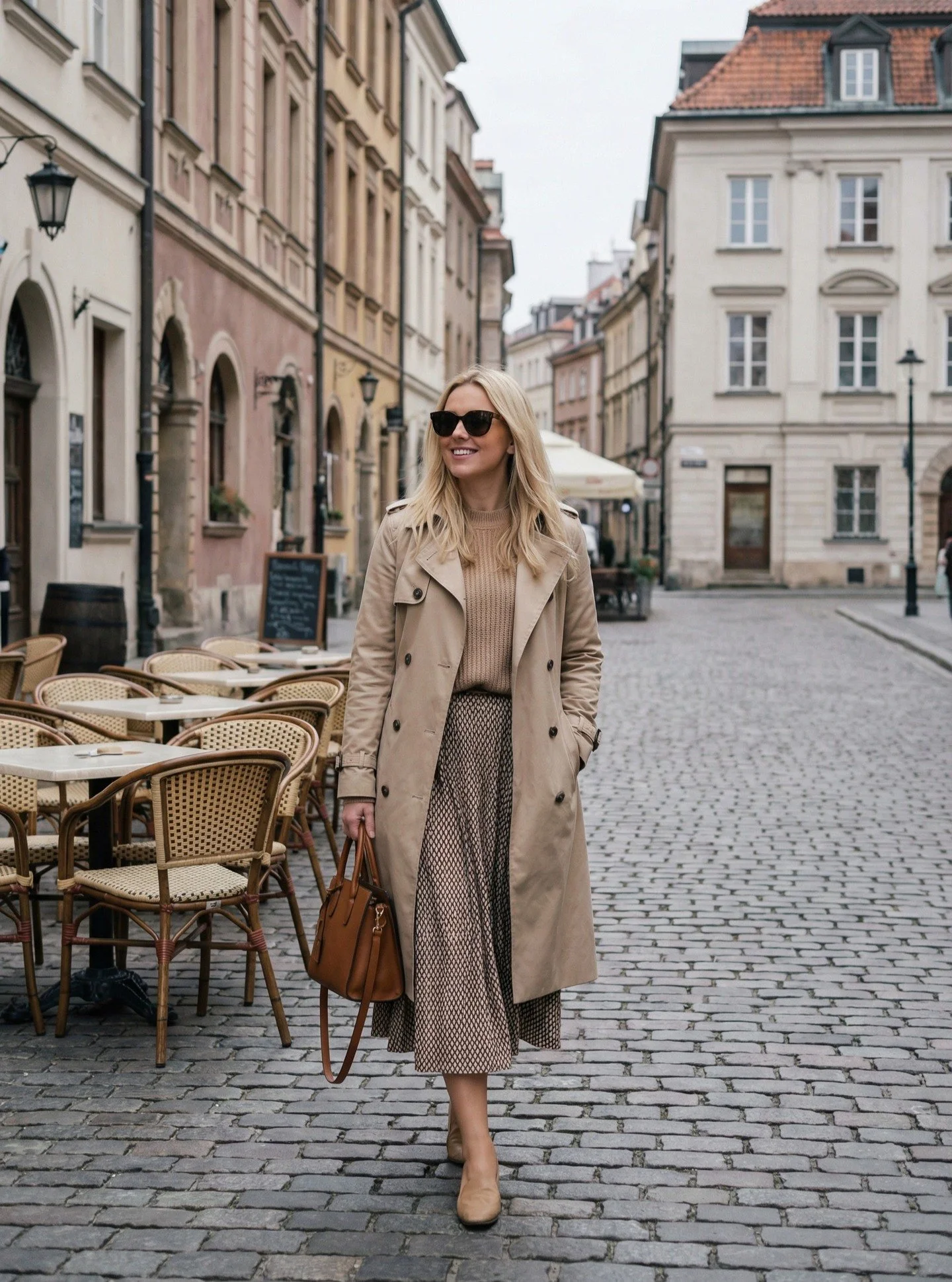 Classic European &ndash; Trench &amp; Midi Skirt

A timeless trench layered over soft knits and a flowing midi skirt&mdash;effortless elegance with a hint of structure. Finished with ballet flats, a leather bag, and subtle accessories for that refine