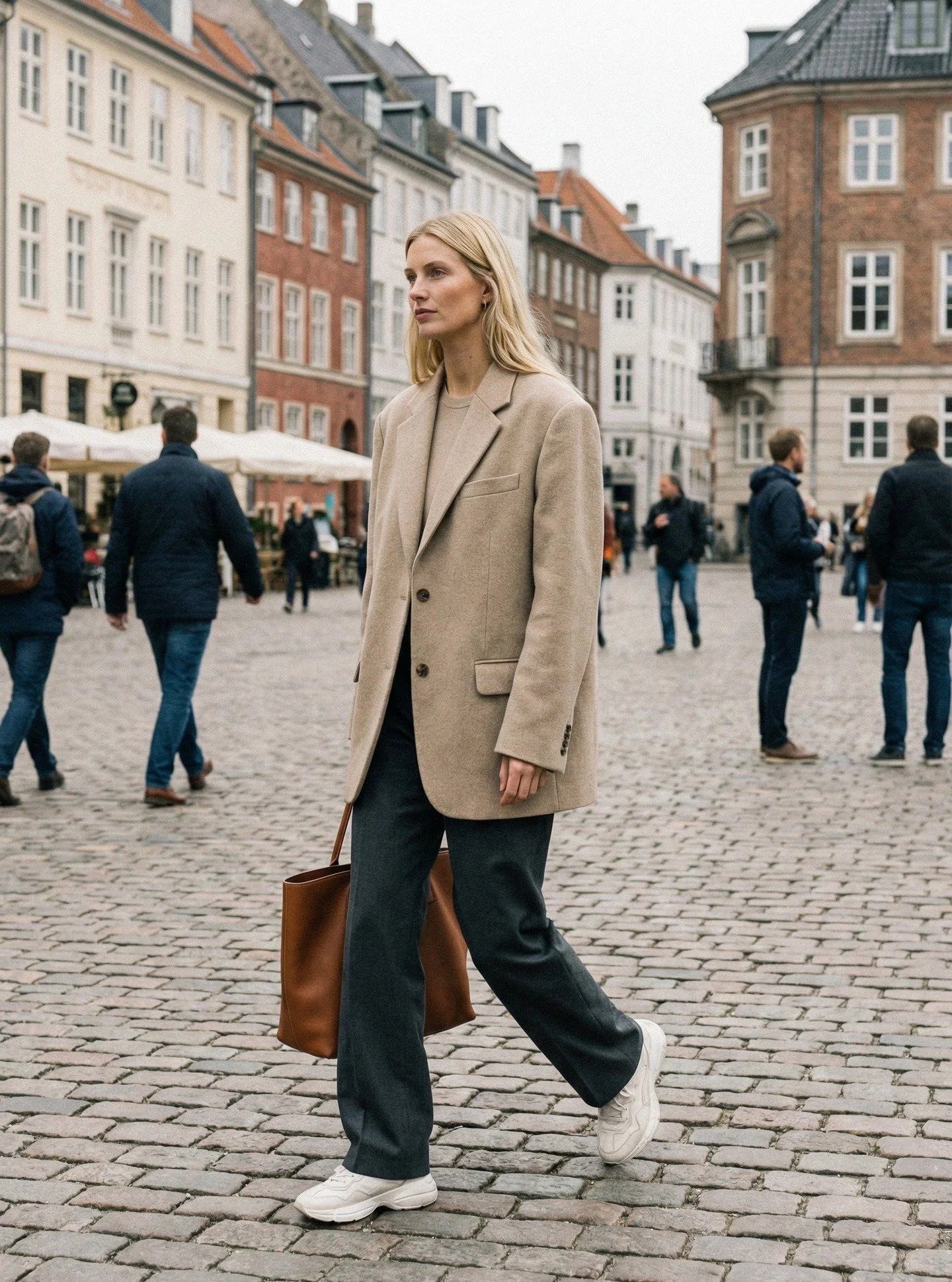 90s-Inspired Spring &ndash; Blazer &amp; Wide Trousers

An oversized blazer with relaxed wide-leg trousers and sneakers&mdash;bringing back that effortless 90s minimal feel in a modern Scandinavian way.

Clean, relaxed, and quietly confident.

#ootd 