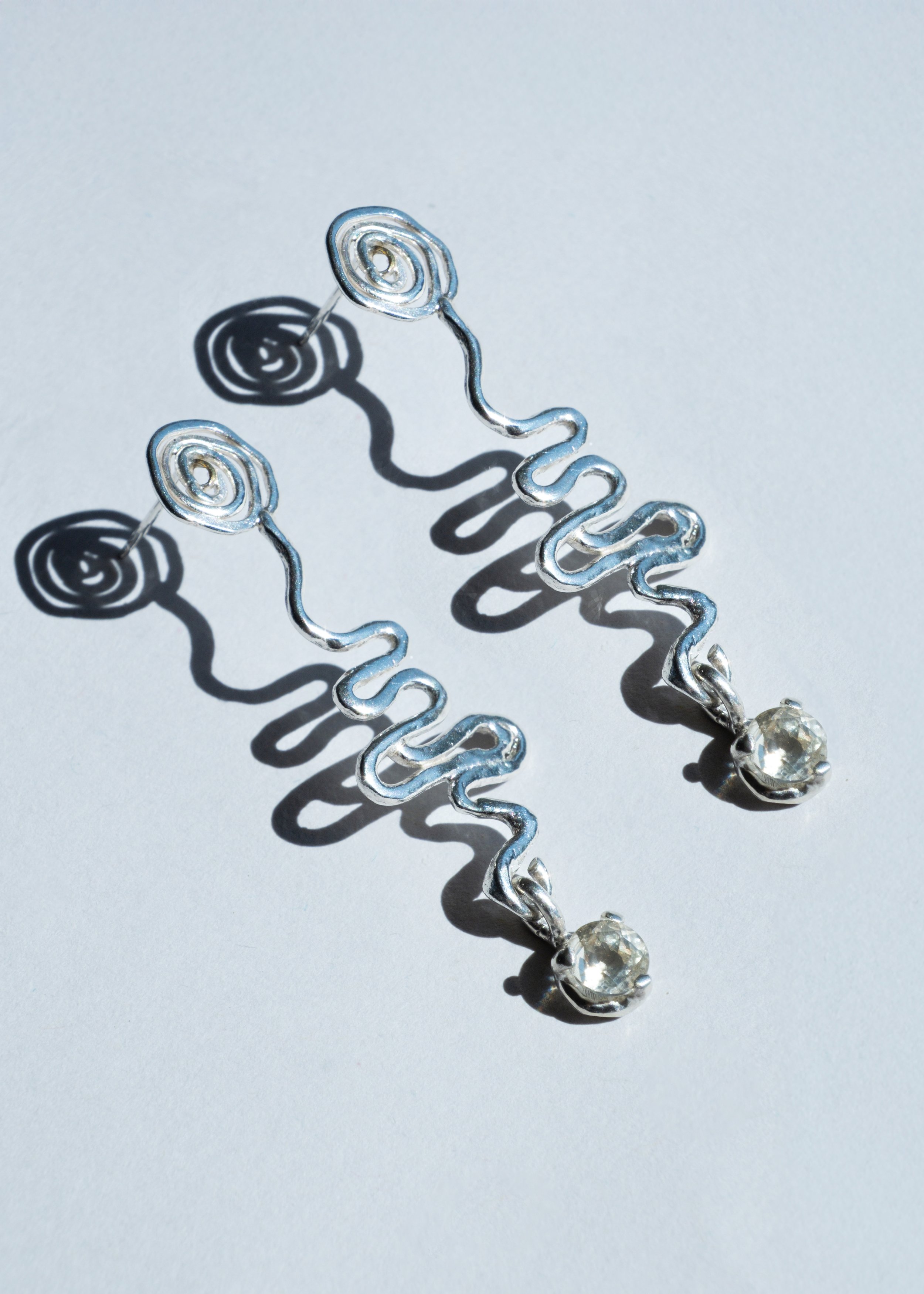 Spiral Serpent & Sunstone Earrings