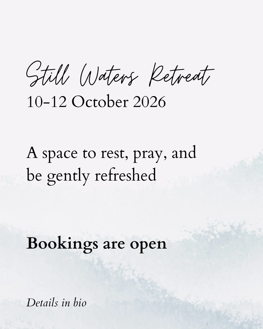 We&rsquo;re welcoming bookings for the October Still Waters Retreat.

A few unhurried days set apart to rest, pray, and be gently refreshed.

For those who find it helpful, we offer a simple monthly payment option.

Details in bio 🤍

#christianretre