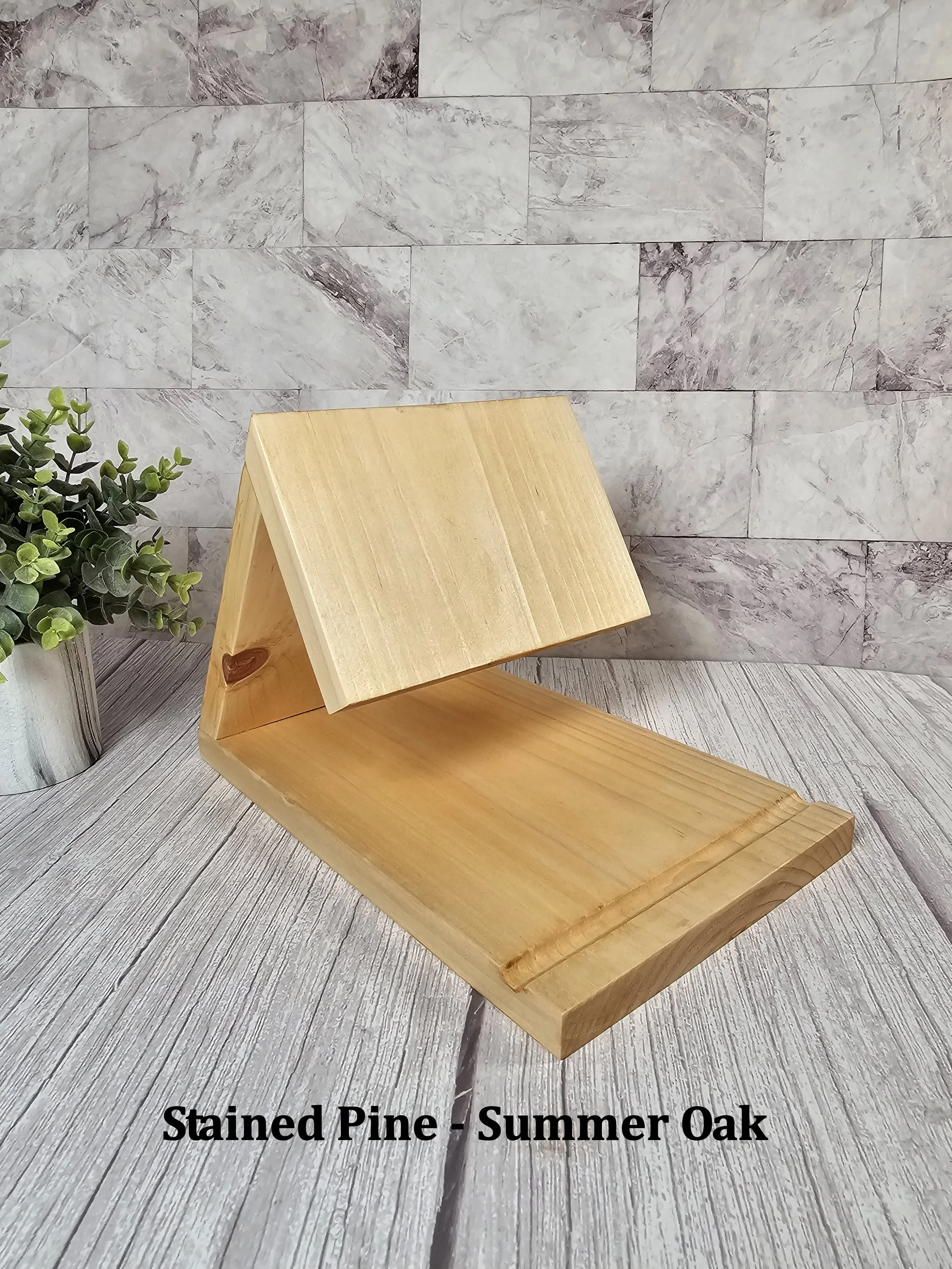 Pine book placeholder with a warm Summer Oak stain finish.