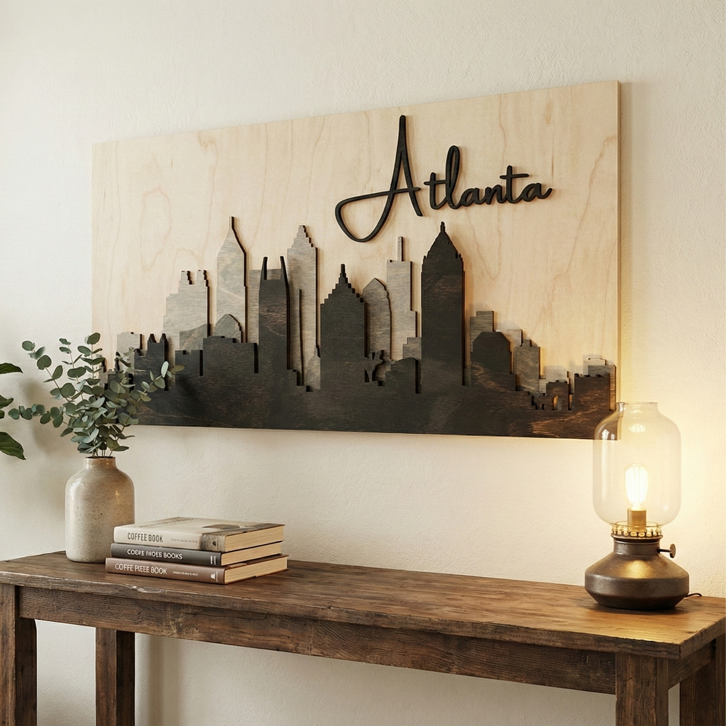 Handcrafted 3D Atlanta Skyline Wood Wall Art | Heart of the South Decor