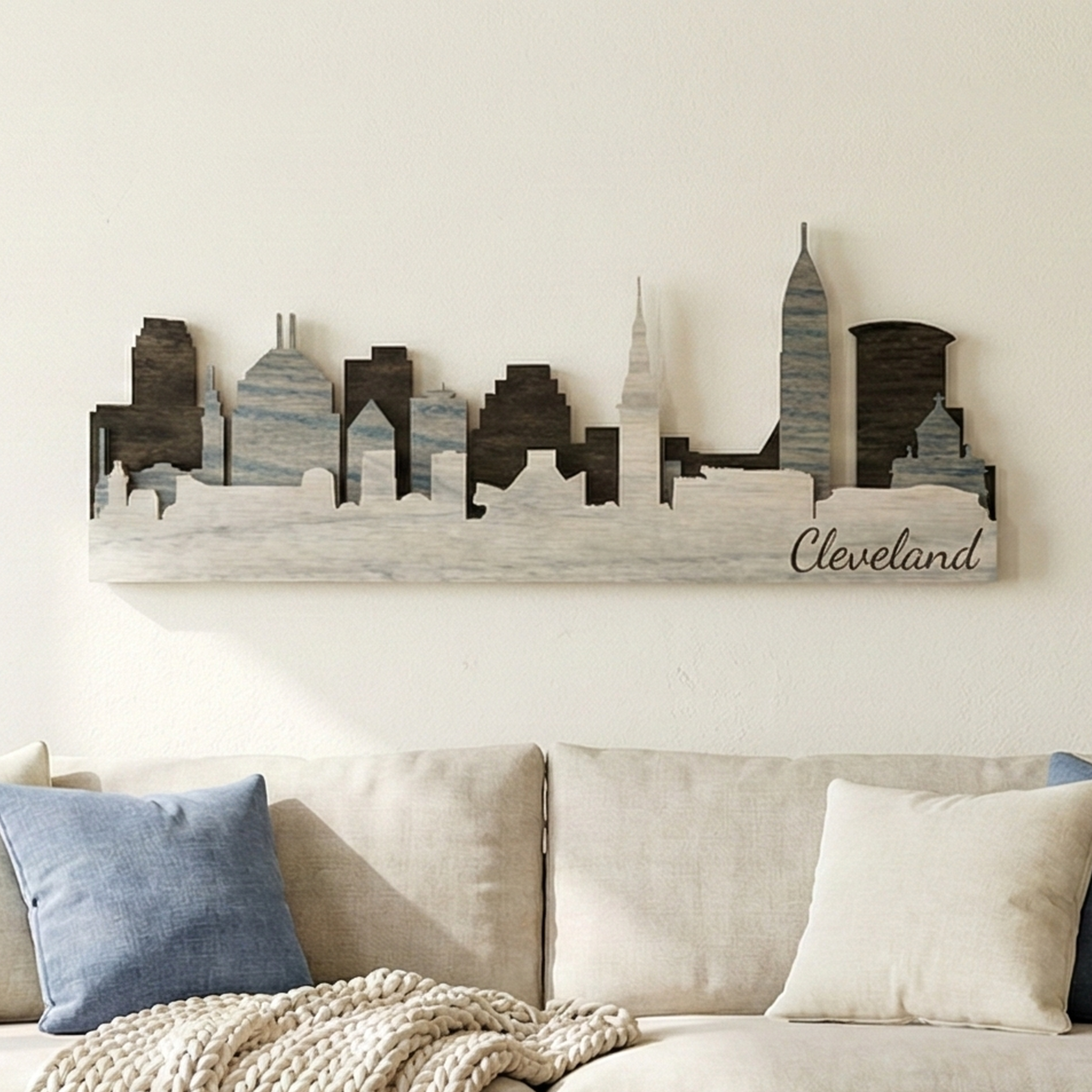 Cleveland 3D Wood Skyline Art