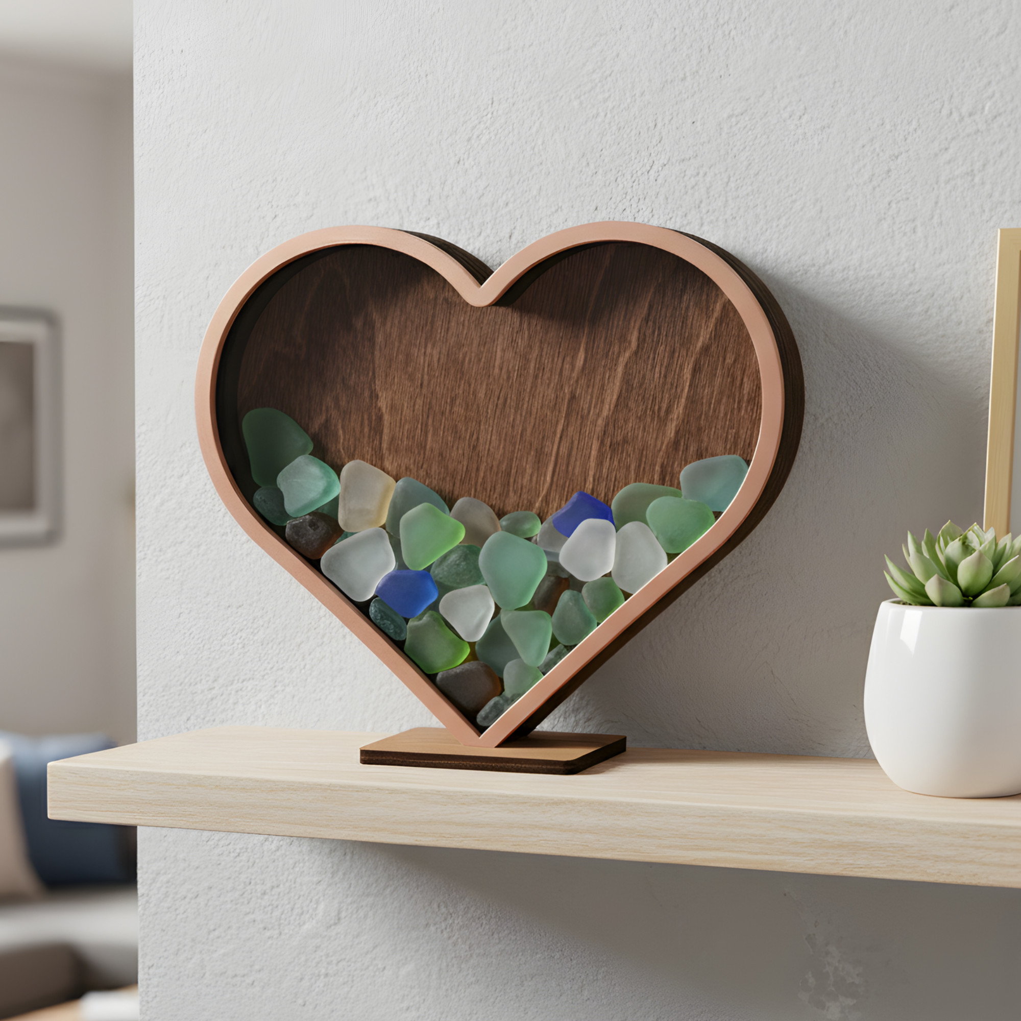 Heart Sea Glass Display Box