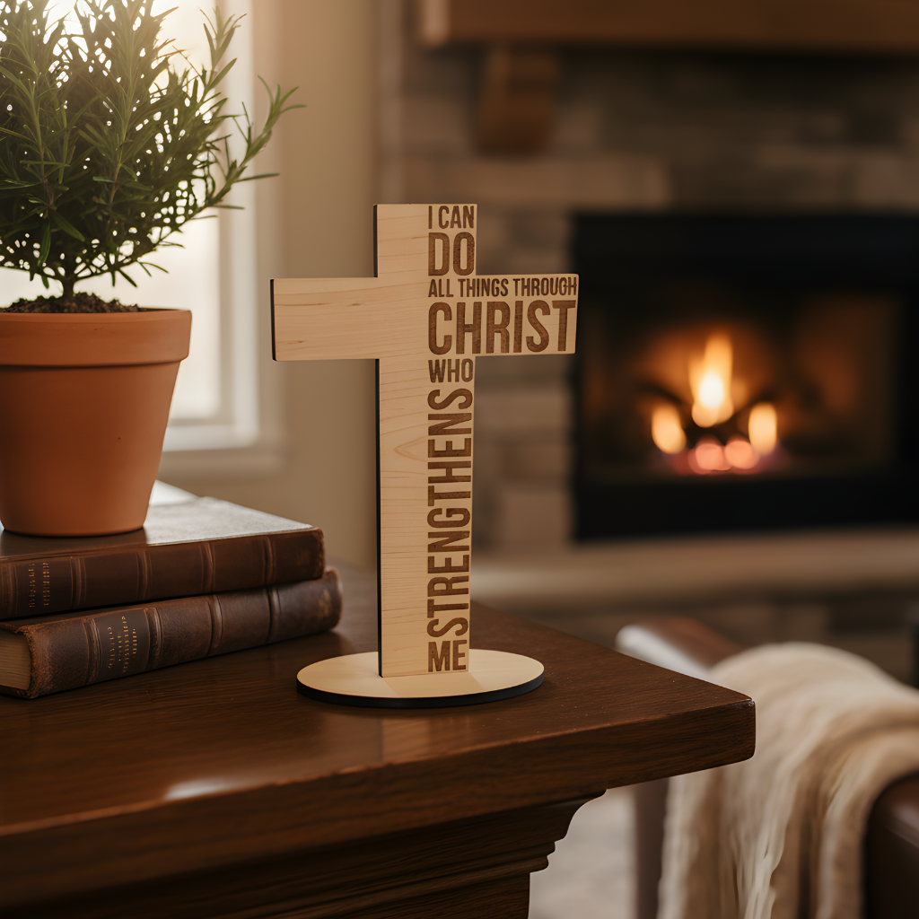 Engraved Wood Cross | Philippians 4:13