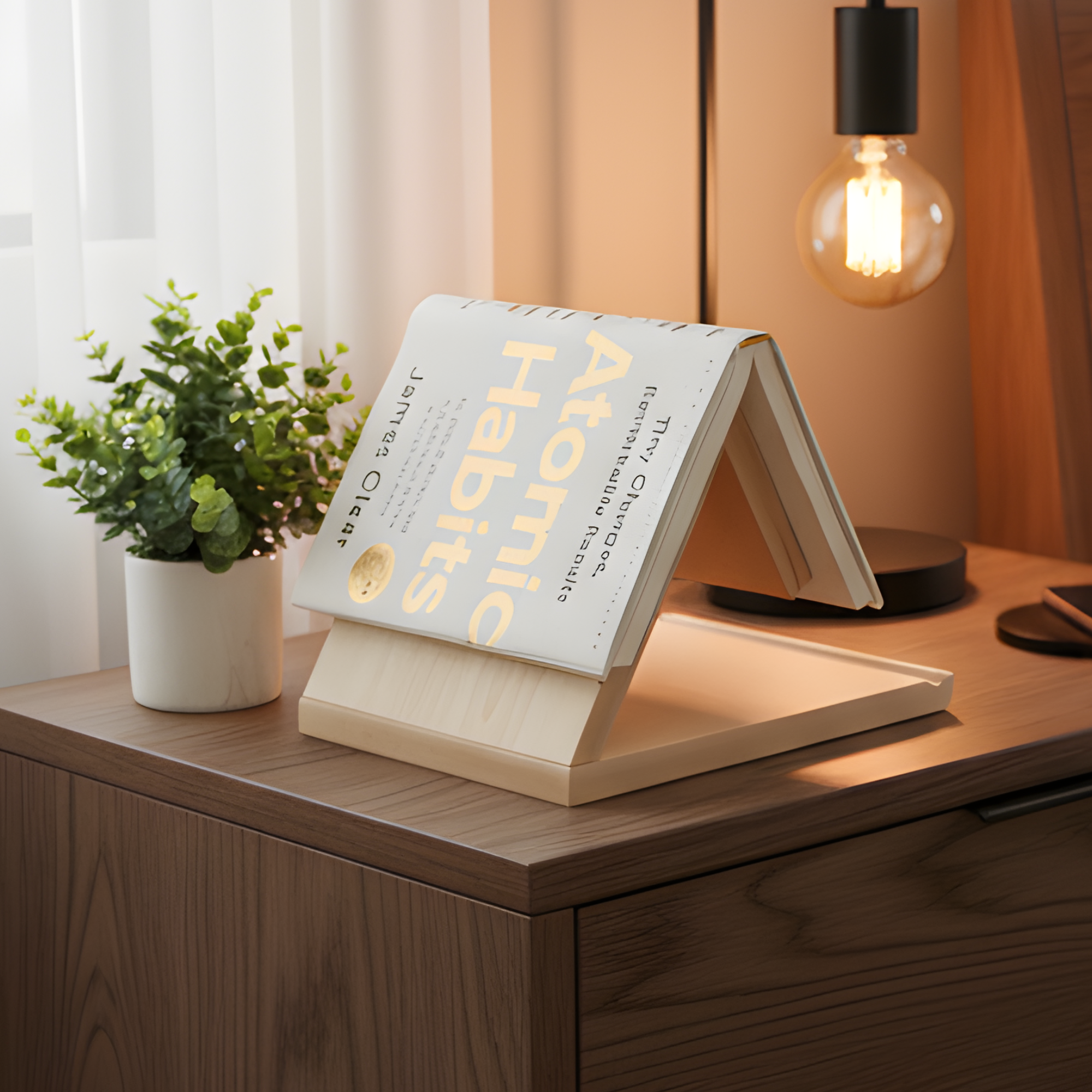 Nightstand Book Holder Solid Walnut, Maple, or Stained Pine