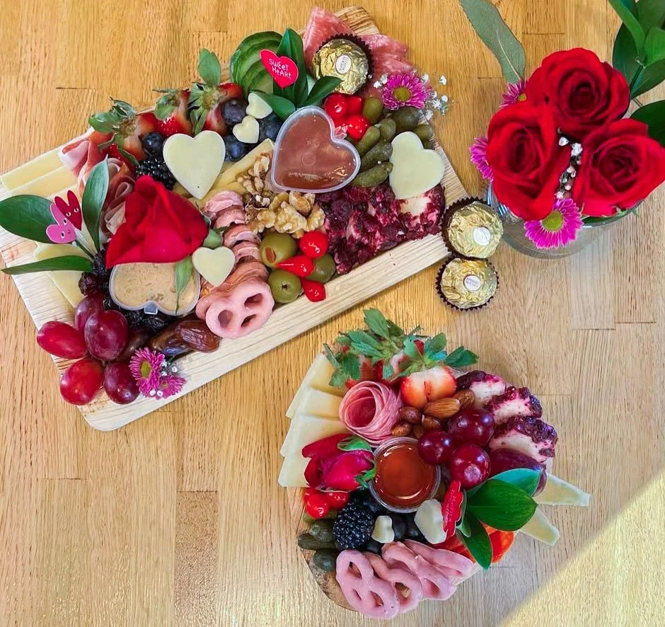 Valentine&rsquo;s Boards are officially here! 💘🧀⁠
⁠
Choose from a Heart Shaped Board for One, our Valentine&rsquo;s Board (serves 4&ndash;6), or a larger board that serves 8-10.⁠
⁠
Perfect for date night, Galentine&rsquo;s, or sharing the love!⁠
⁠
