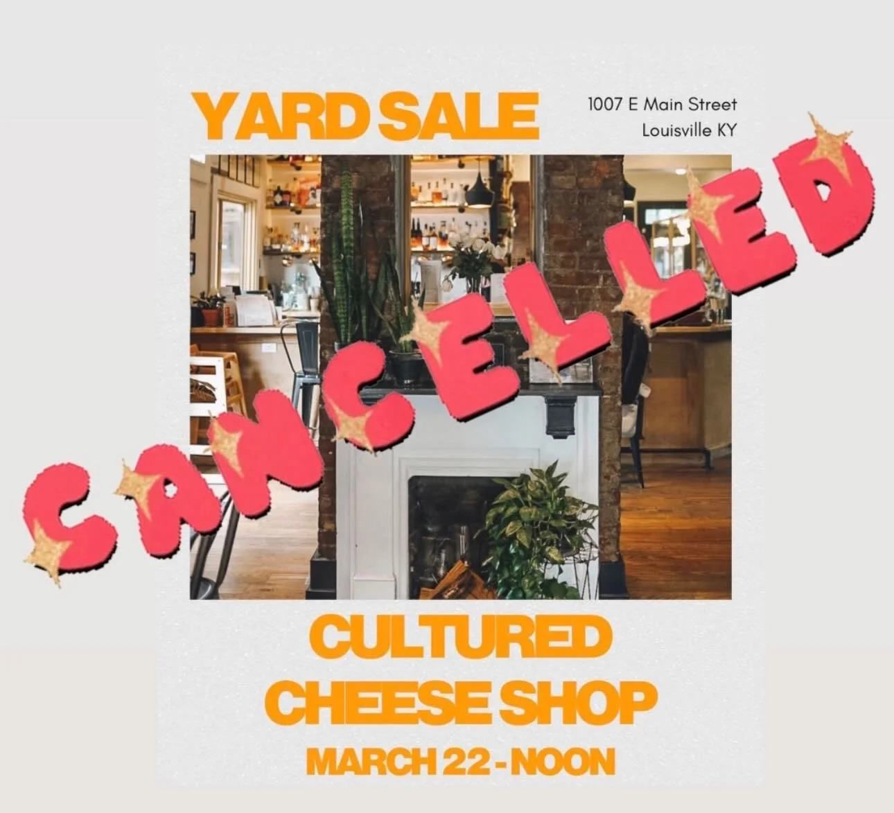 Our yard sale is cancelled! You can still purchase items by viewing our Instagram stories and marking items you want as &lsquo;sold&rsquo;! &hearts;️