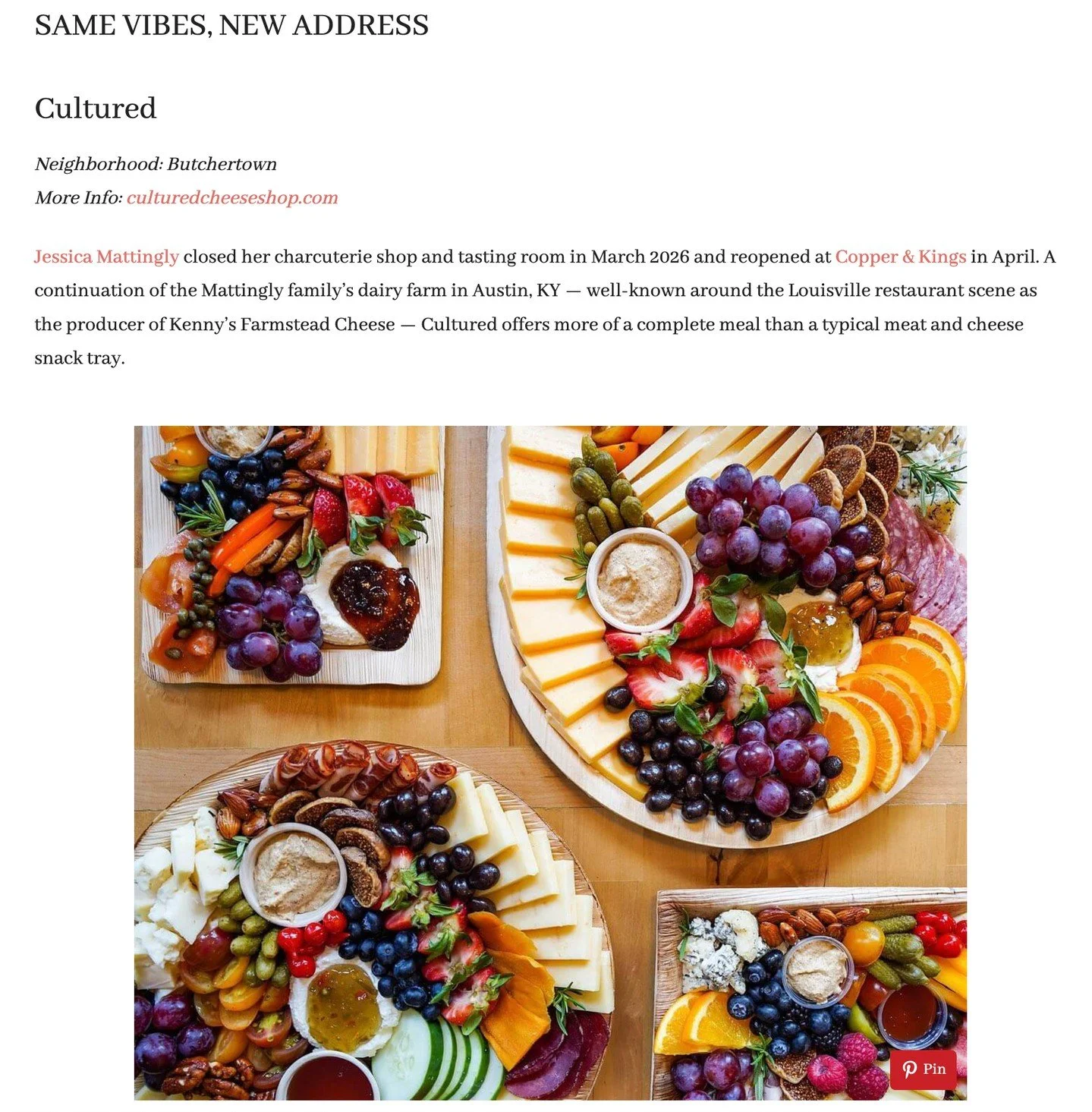 We've been featured in Style Blueprint! 🧀⁠
⁠
Louisville's dining scene is doing big things right now, and we're so honored to be part of the conversation. ⁠
⁠
Style Blueprint rounded up 5 new Louisville restaurants to try this month, and Cultured ma