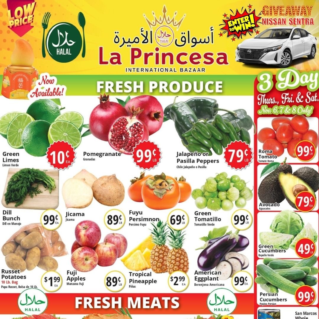 SWEET DEALS that'll make you HAPPY! 😍Check out this week's flyer for some amazing deals throughout the entire store!

📍 3074 Story Road, San Jose
⏰ Open DAILY 7AM - 10PM

Valid: Nov 5 -11.

#unbelievableprices #laprincesa #bayareahalal #megadeals #