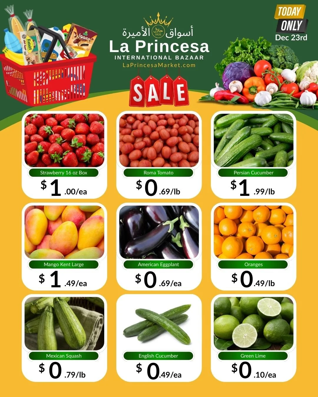 HOT DEAL OF THE DAY!! Dec 23rd ONLY!

La Princesa International Bazaar
3074 Story Road, San Jose.
Daily 7am - 9 pm.
We accept EBT.

#freshproduce #dealoftheday #rundontwalk #sanjosegrocery #santaclaracounty