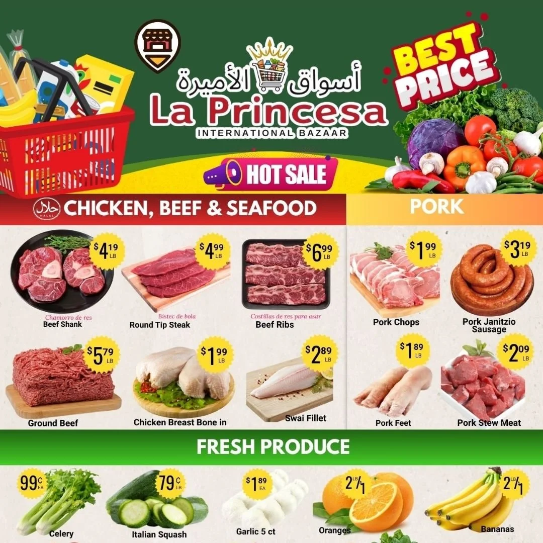 Your weekly favorites, now at even better prices.
Come see what&rsquo;s on sale this week!

La Princesa Market
3074 Story Rd, San Jose

We accept EBT