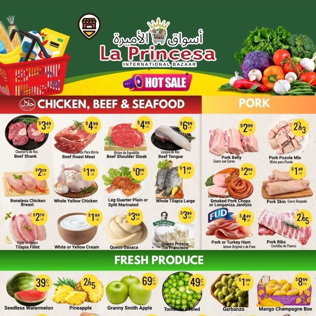 Fresh deals. Better prices. 🎉
Check out THIS WEEK'S SPECIALS! 🔥🔥

La Princesa Market
3074 Story Road, San Jose
7 am - 10 pm

#WeeklySale #GroceryDeals #ShopLocal #FreshFood #SaveMore #DealOfTheWeek #FreshProduce #MeatDeals #StockUp #BayAreaDeals #
