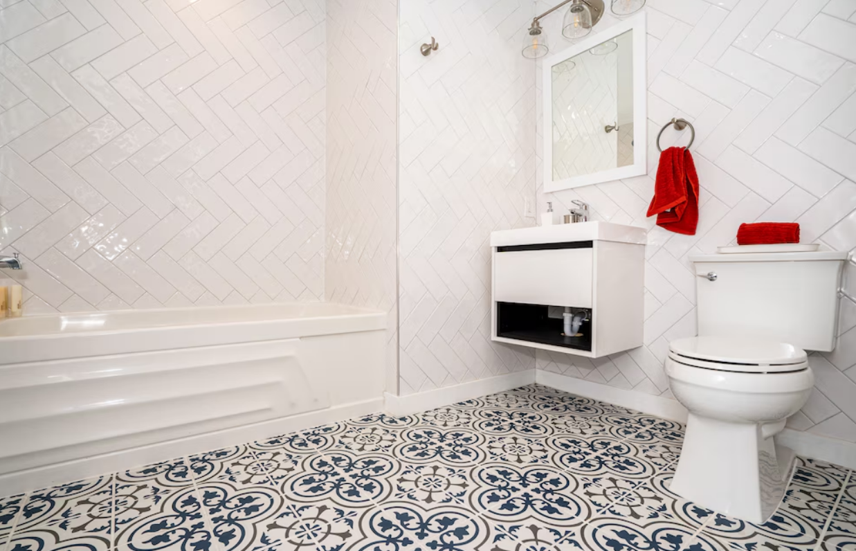 Porcelain Tile Bathroom Floor and Walls