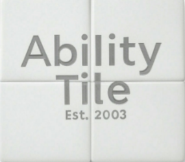 Logo with the words 'Ability Tile' and 'Est. 2003' on a tile background.