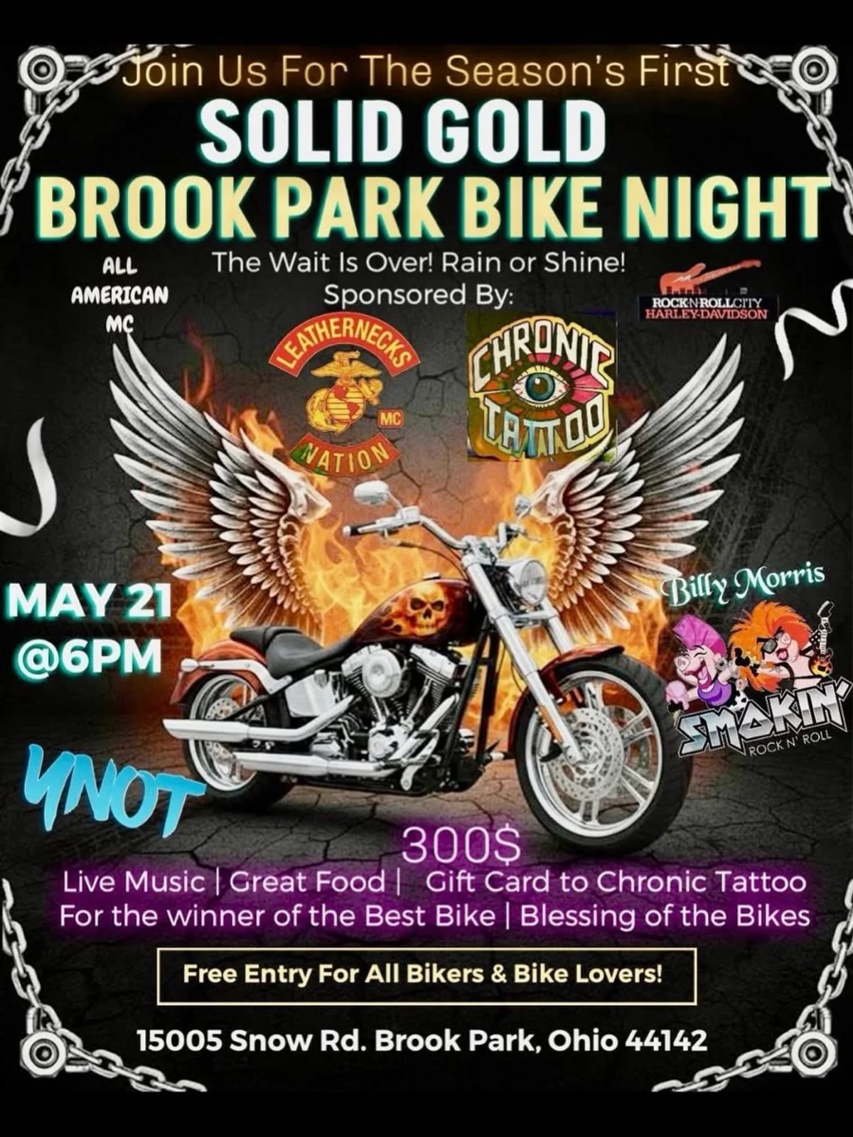 🏍️🔥 BROOK PARK&hellip; IT&rsquo;S A BEAUTIFUL EVENING TO RIDE! 😎🏍️☀️

Catch the truck TONIGHT for a full-throttle evening of motorcycles, live music, and award winning BBQ&hellip; sounds like a pretty SOLID GOLD night to us! 🤘🍖

🗓️ Thursday, M