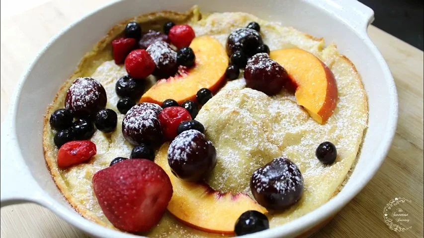       
  
        Easy &amp; Quick Dutch Baby Recipe   Ingredients:     4 Eggs   2 Teaspoons Vanilla Extract (10ml)   Pinch of Salt   1 Cup Milk or Milk Substitute (240ml)   1 Cup Flour (120g)   2 Tablespoons Butter (28g)     Directions:      Preheat
