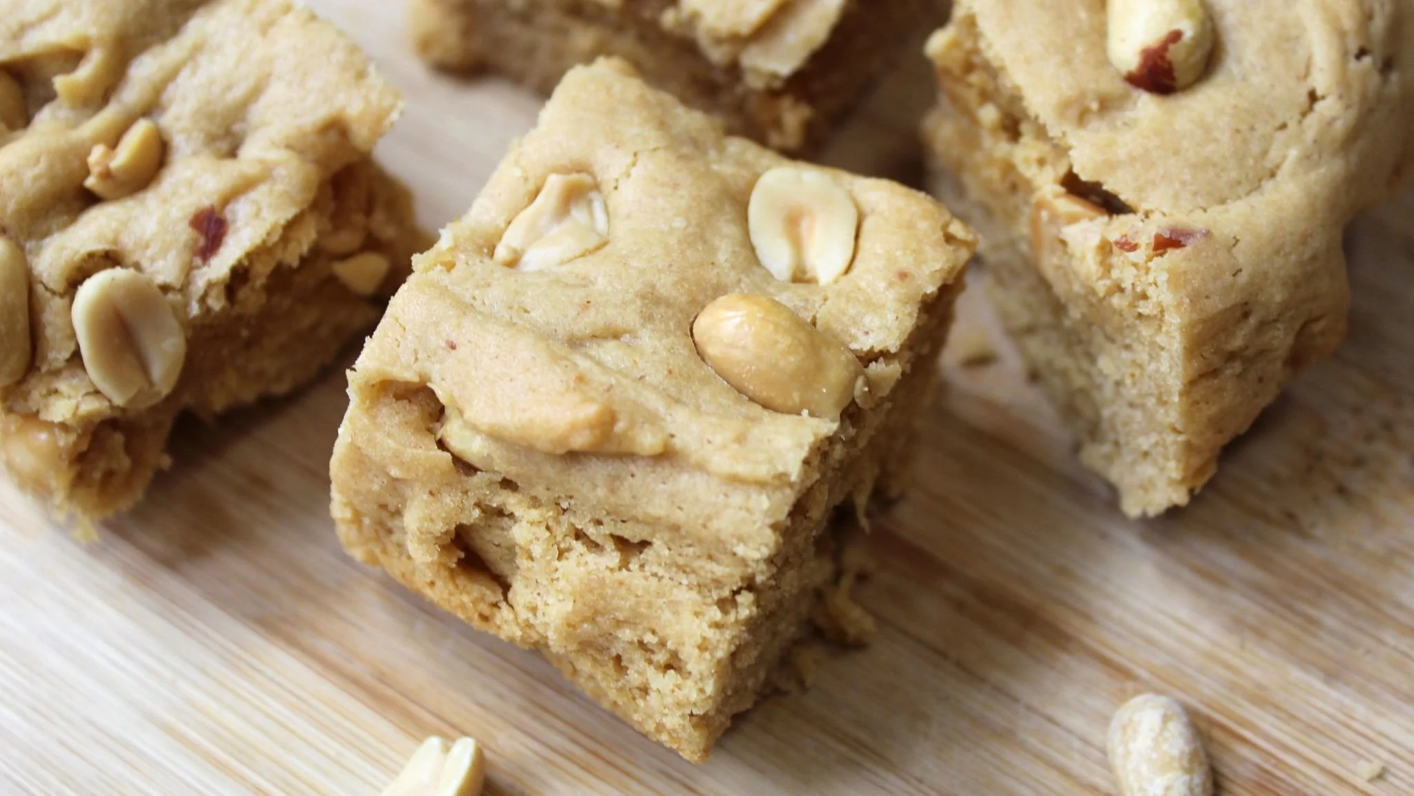       
  
        Soft &amp; Chewy Peanut Butter Bars Recipe   Ingredients:    1 Cup All Purpose Flour (120g)  1 Teaspoon Baking Powder (5g)  &frac12; Teaspoon Salt (3g)  1/3 Cup Butter, Softened (74g)  &frac12; Cup Unsweetened Peanut Butter (128g)  