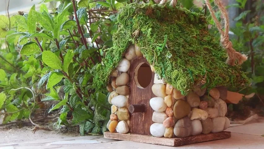 DIY Rustic Stone Cottage Birdhouse | How to Decorate a Birdhouse