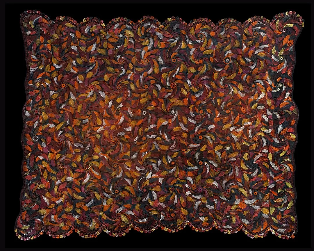 acrilico sobre tejido de crochet, otoño, 2023, $8000