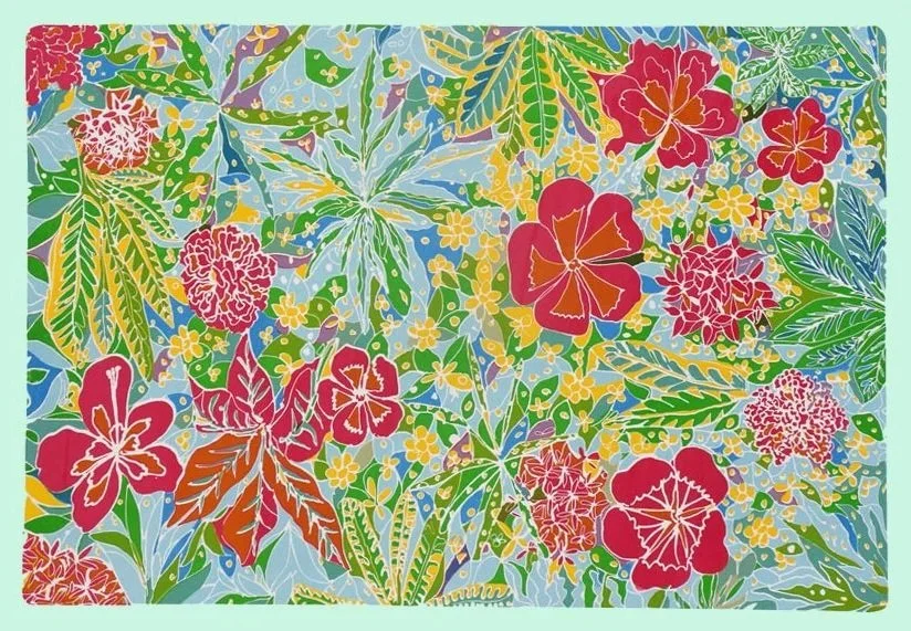 Flores tropicales serigrafía sobre cartulina,72 x 52 $350