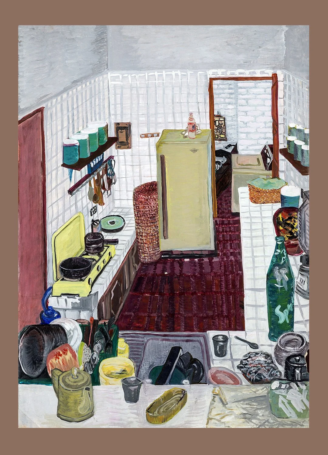 cocina, acrilico sobre cartulina,  094x069, 1989 