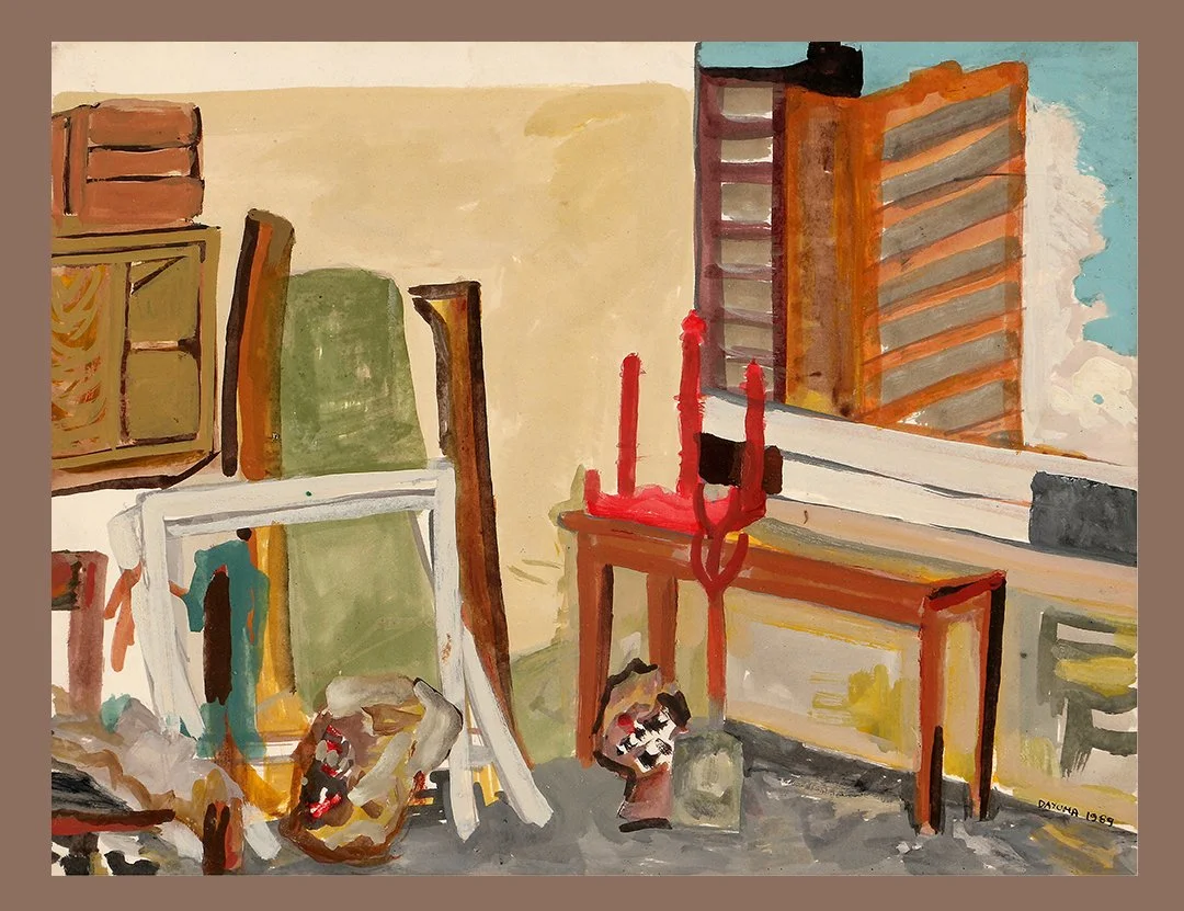  Terraza del lokal ,esmalte sobre cartulina, 23 x 30,1989 
