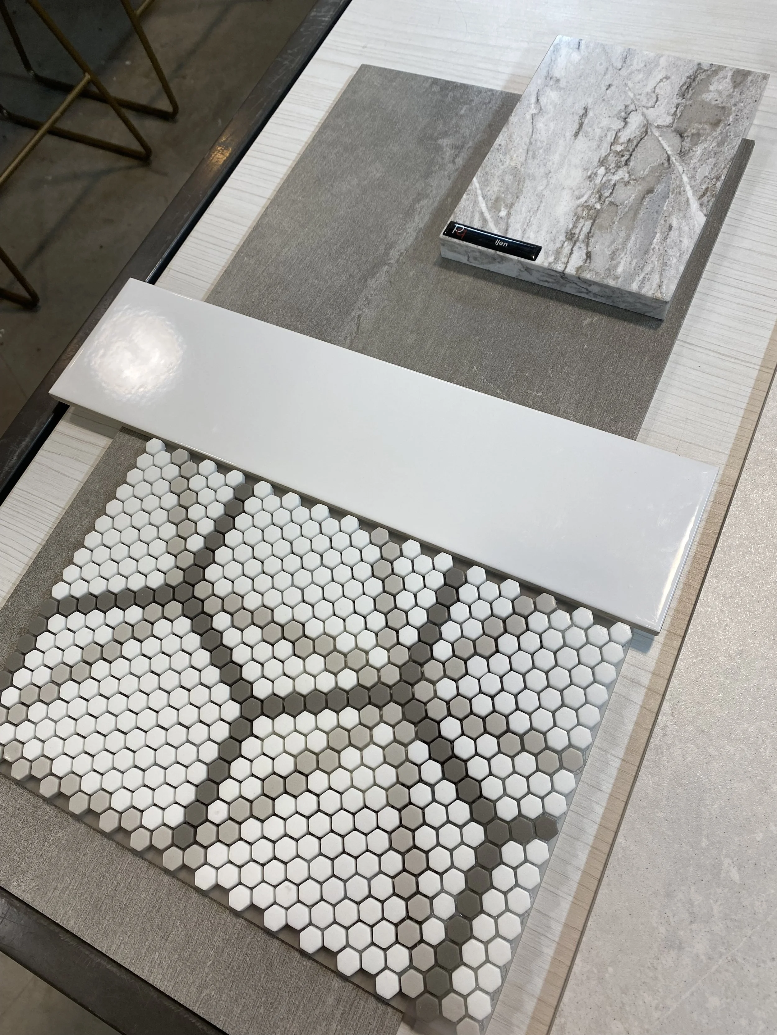 Mosaic and Subway style tile samples