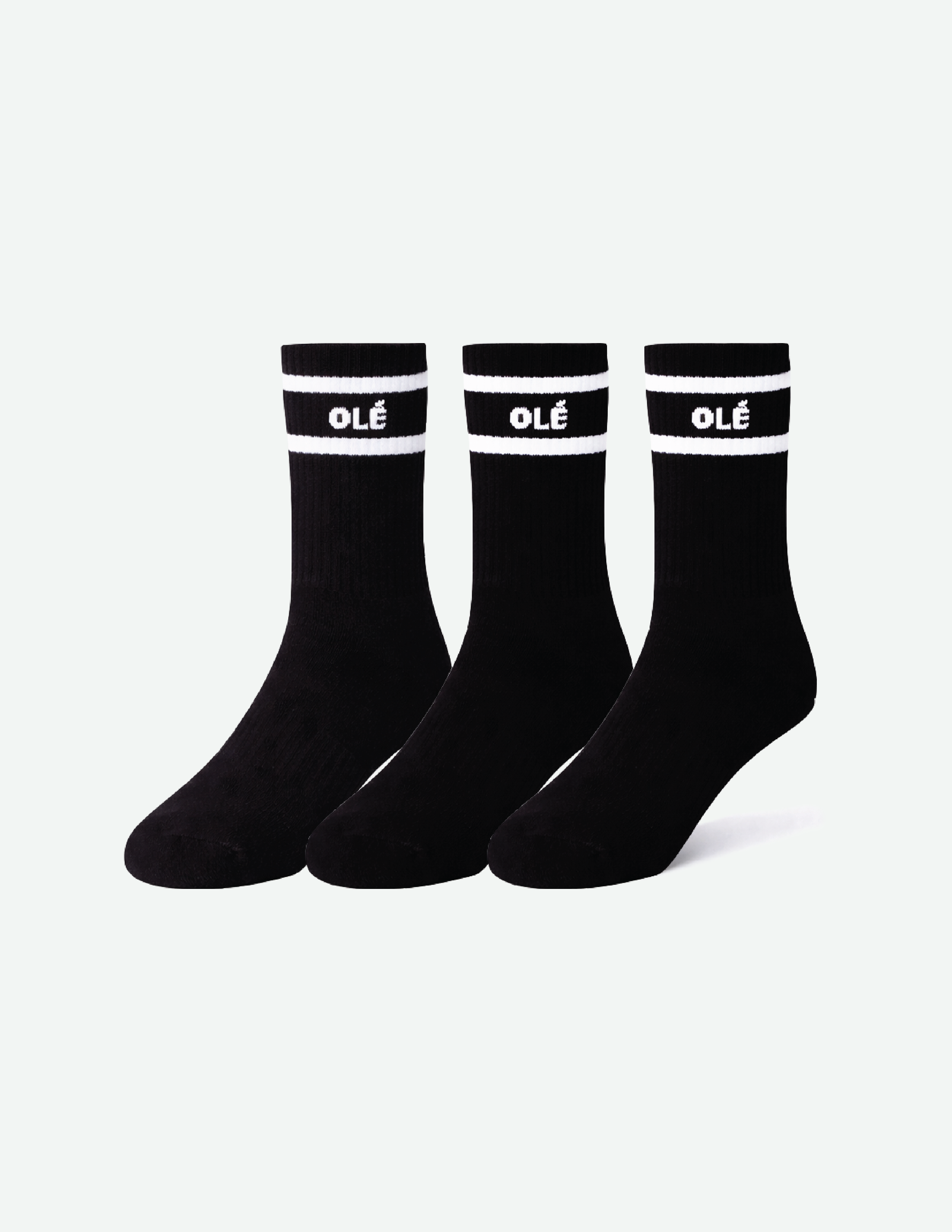 Classic Black Olé Crew Sock (3 pack)