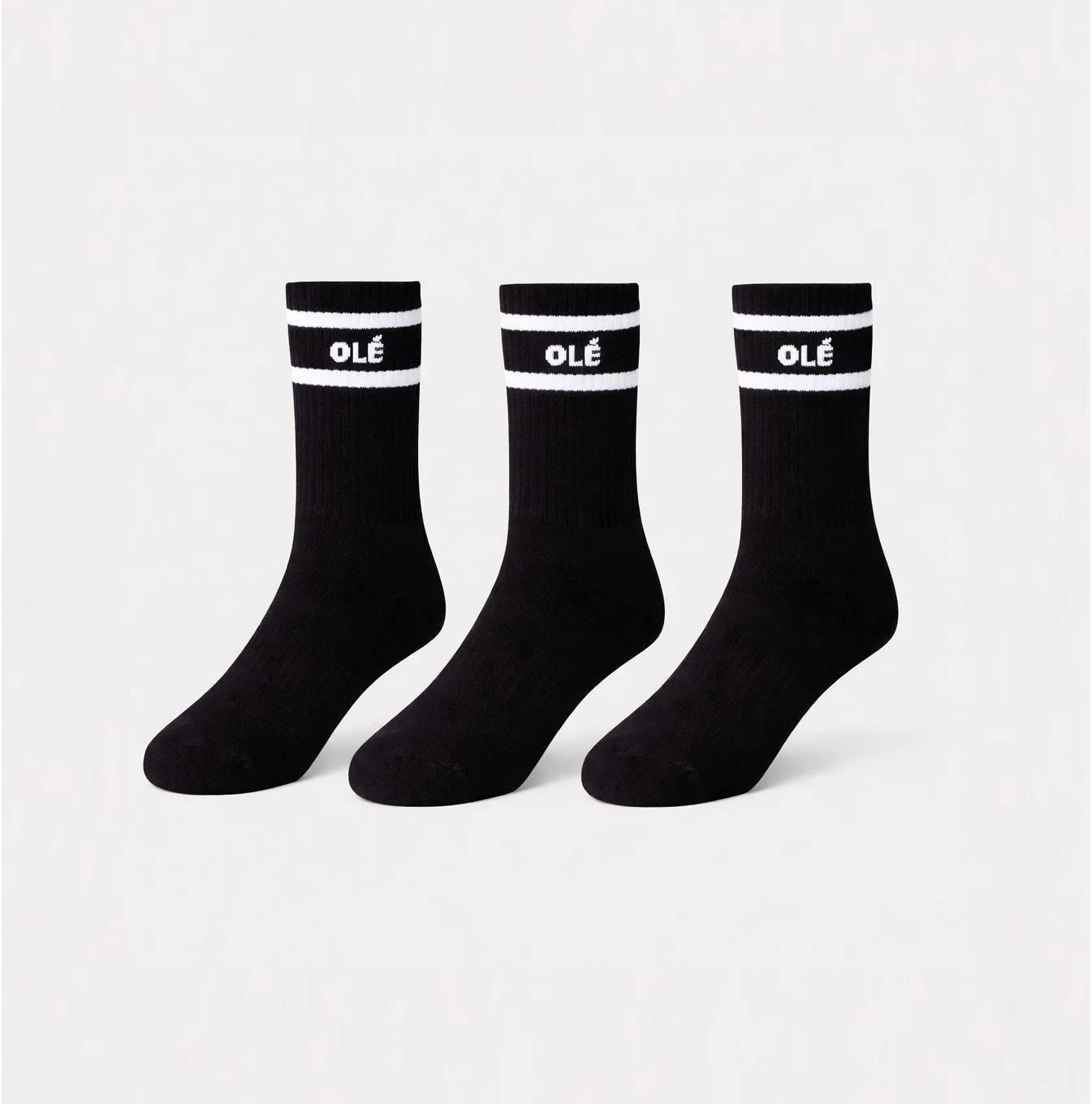 Classic Black Olé Crew Sock (3 pack)