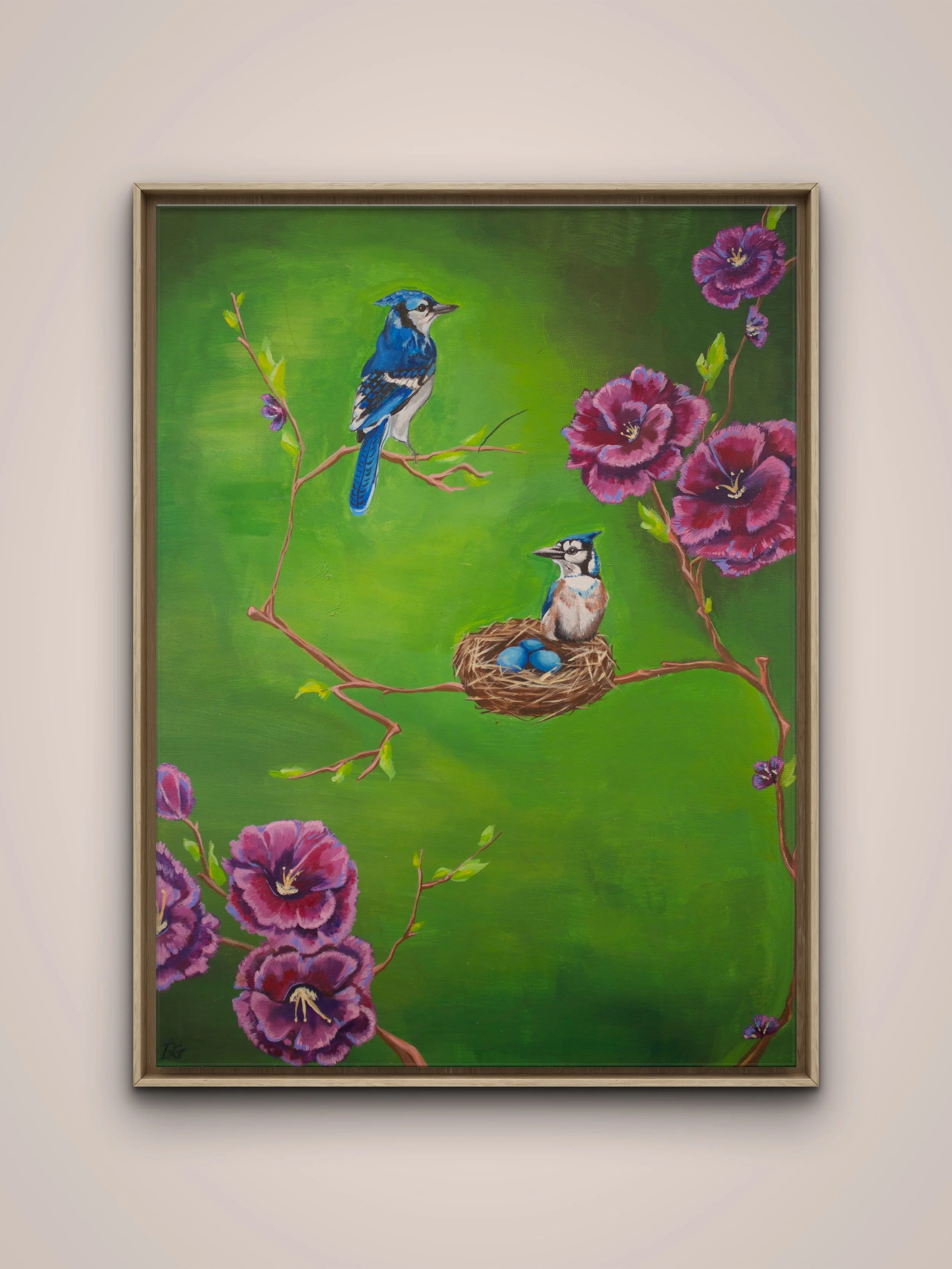 Bluejays - Oil Painting Canvas Print