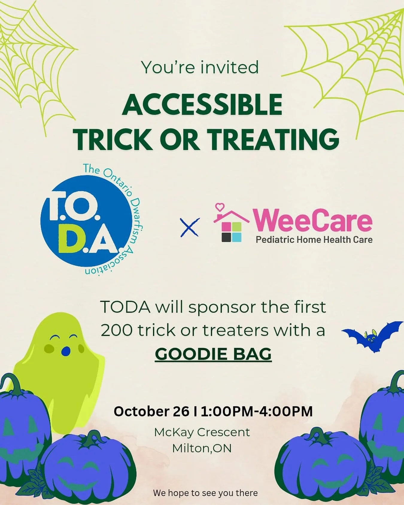 TODAY!! 

Come by 📍McKay cresent for some inclusive trick or treating fun! 

Hope to see you there 🎃