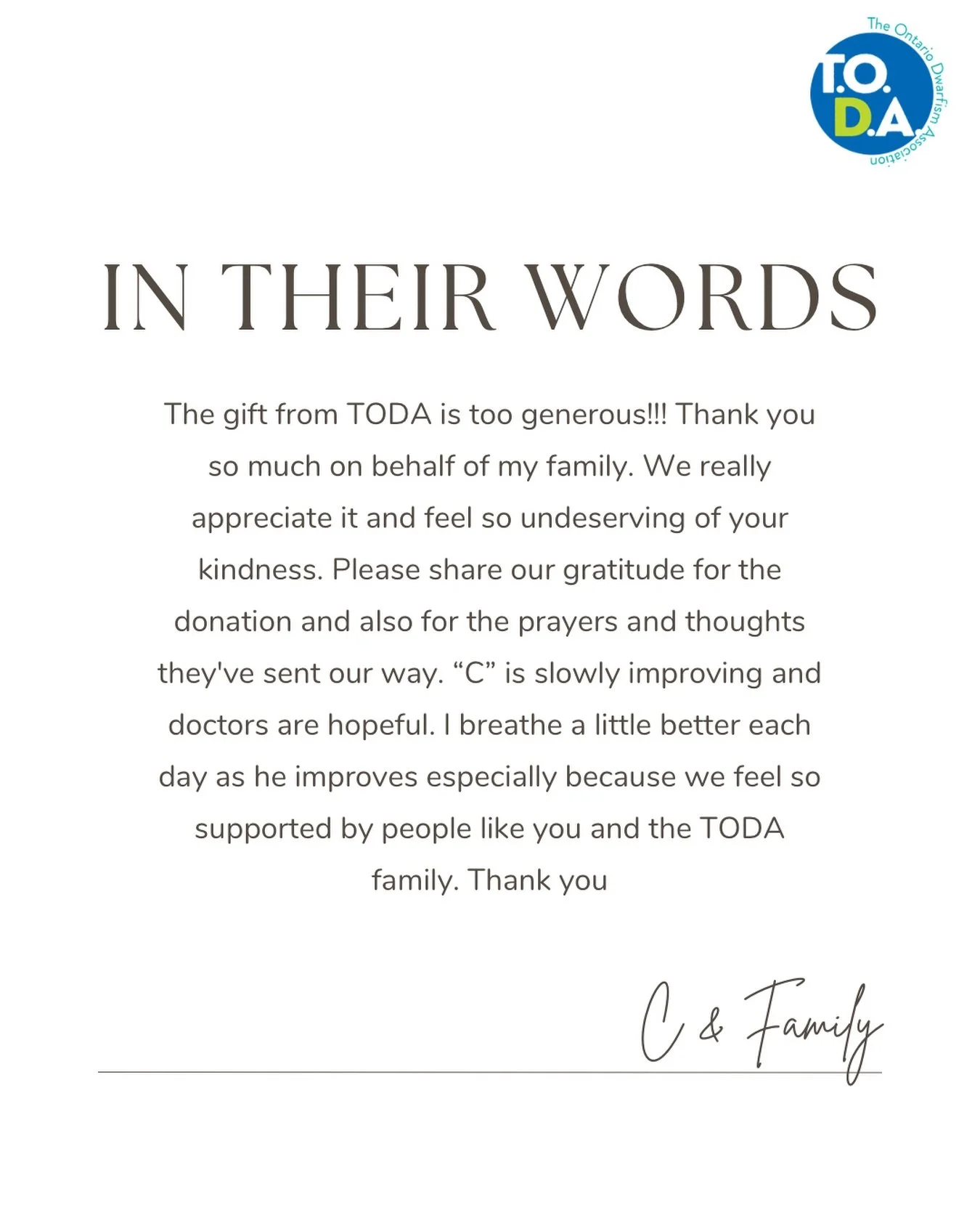 We are so deeply grateful to everyone who reached out, donated, prayed, and held this family in their thoughts. Your kindness and generosity truly matter more than you know. This is the power of community, and we are honoured to stand alongside famil