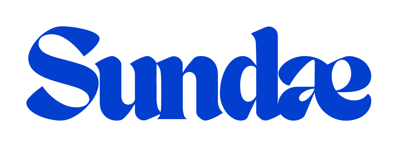 The word 'Sunday' written in bold, stylized blue text.