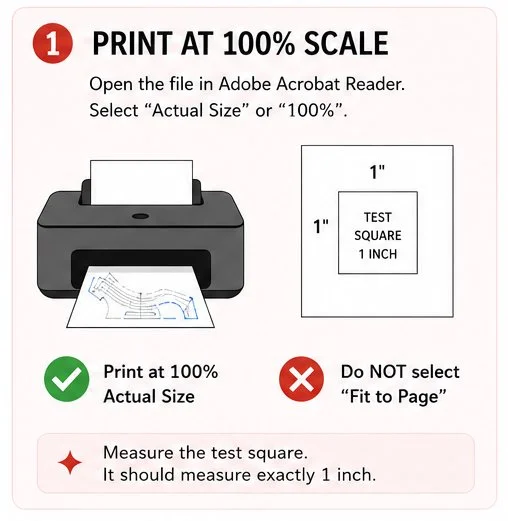 Printing files at 100% - how to assemble sewing digital PDF Pattern