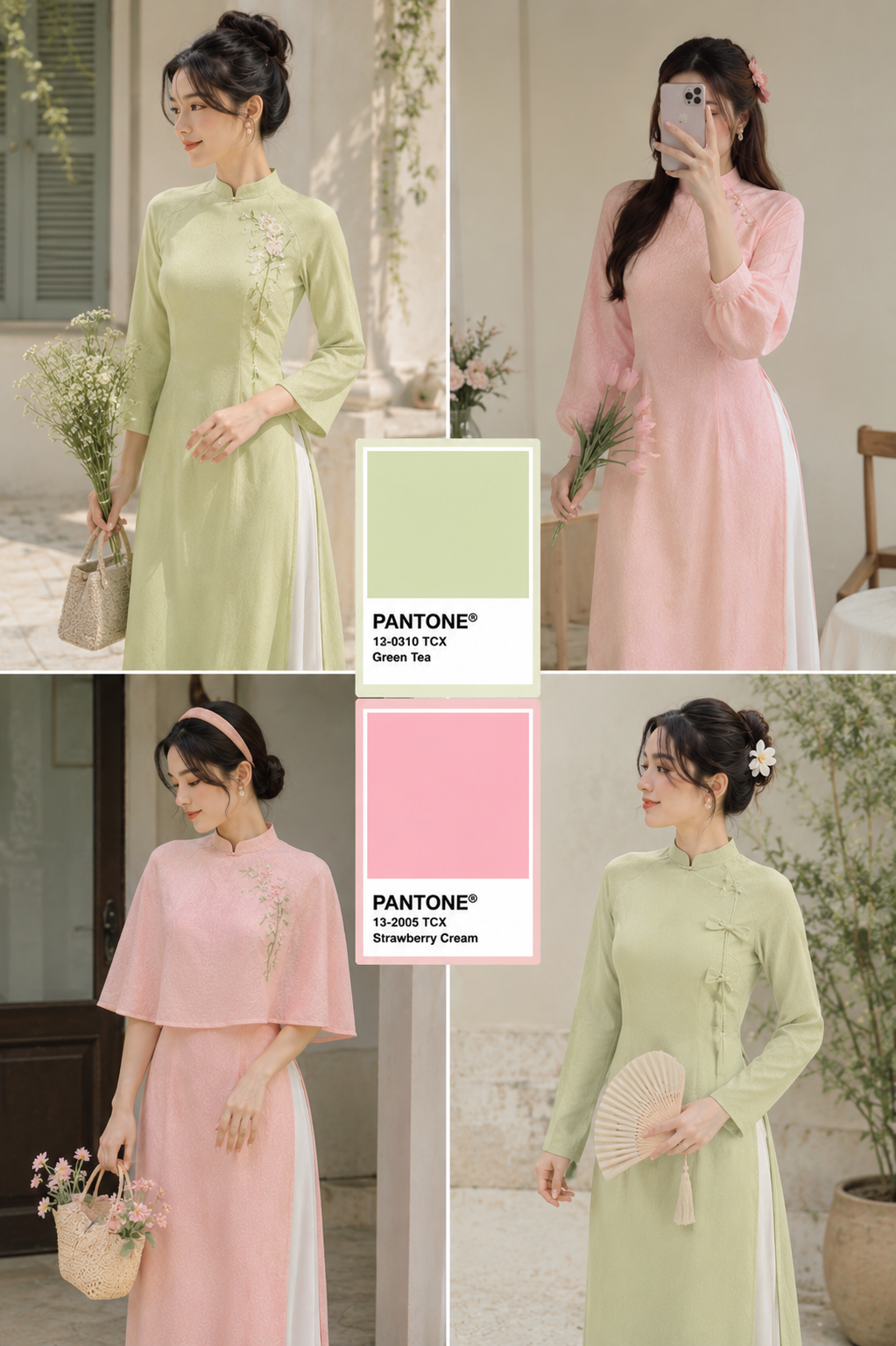 matcha and strawberry colour trend for ao dai in 2026