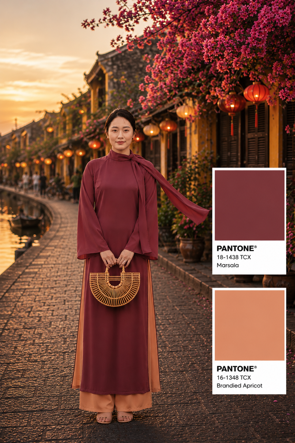 Ao Dai Colour ComBo for Hoi An_Marsala & Brandied Apricot