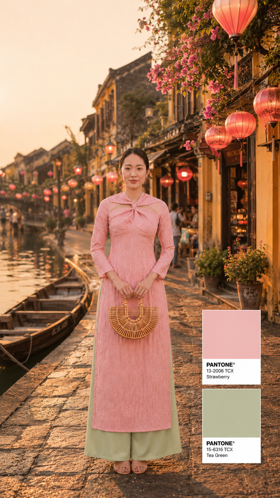 Ao Dai Colour Combo for Hoi An_Strawberry & Tea Green