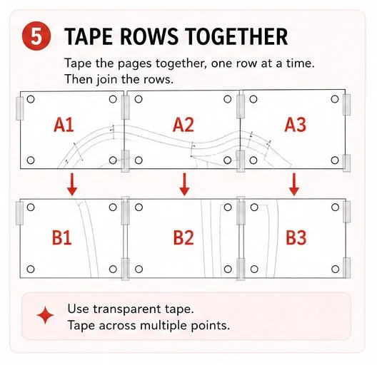 Tape the pages - how to assemble sewing digital PDF Pattern