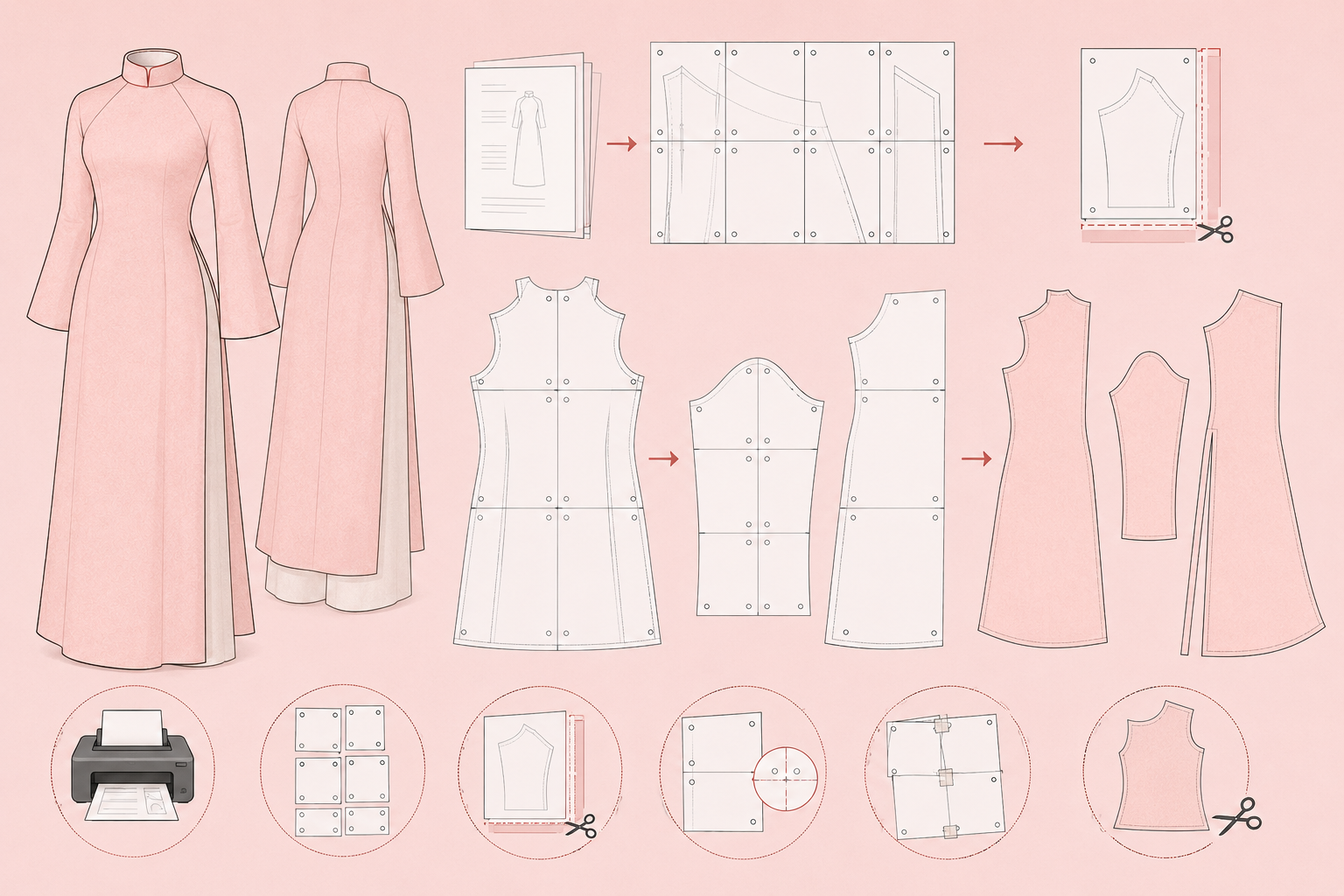 An tutorial on how to assemble digital sewing PDF pattern