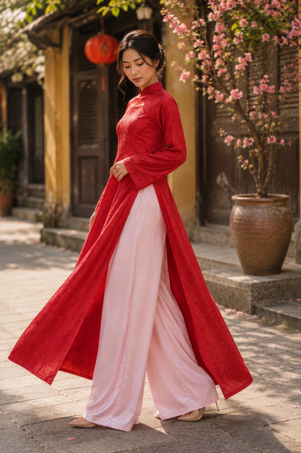 What Pants to Wear With Áo Dài_Wide Leg Long Pants