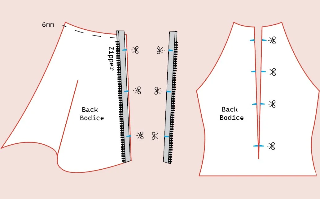 Matching Zipper Notches for Ao Dai Sewing