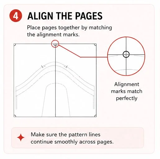 Align the pages - how to assemble digital sewing PDF Pattern