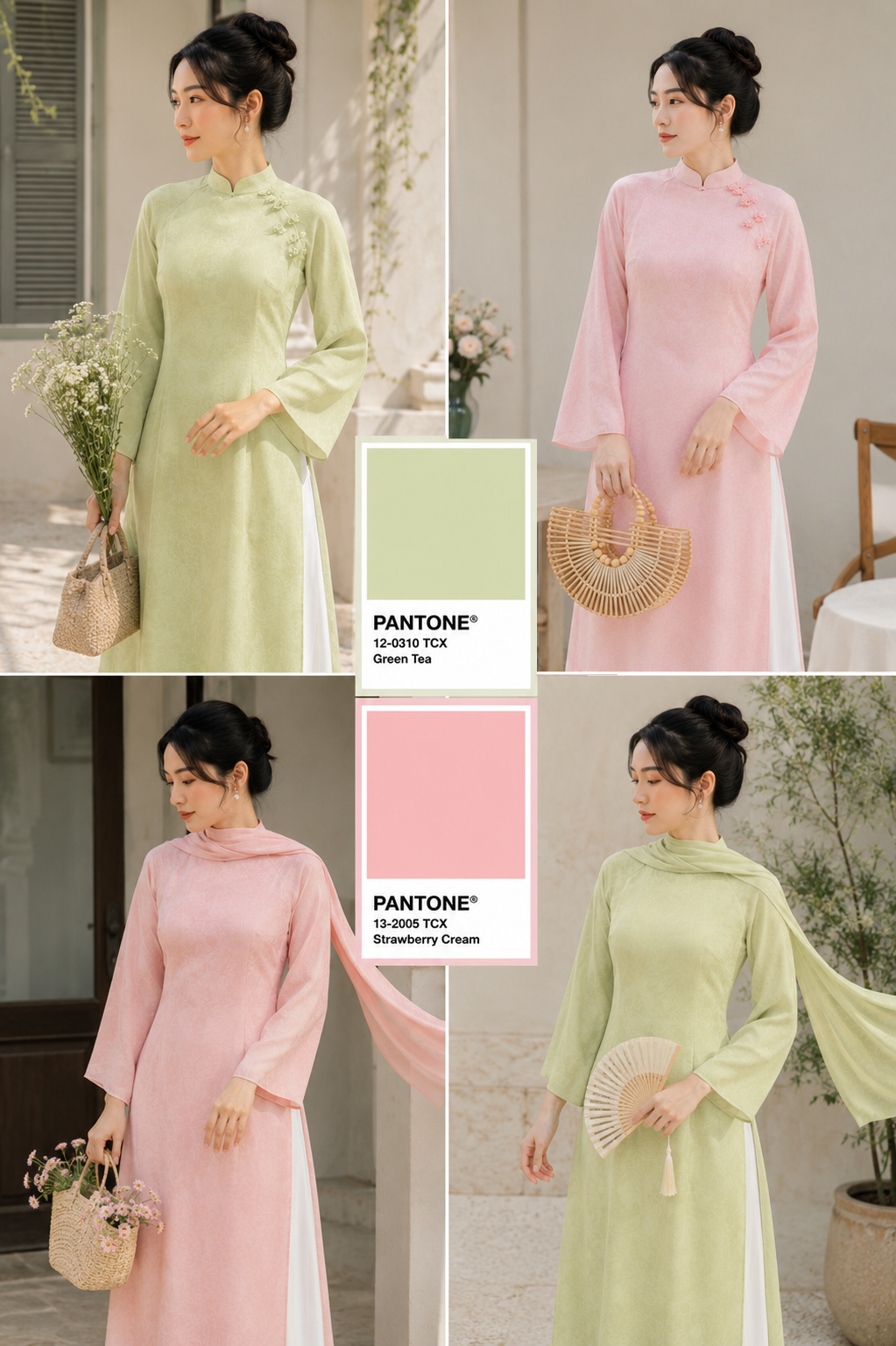 matcha & strawberry colour trend for ao dai in 2026
