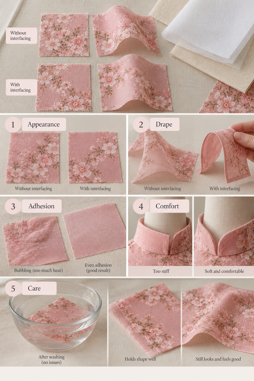 Interfacing for Áo Dài_Testing Interfacing on Delicate Floral Fabric
