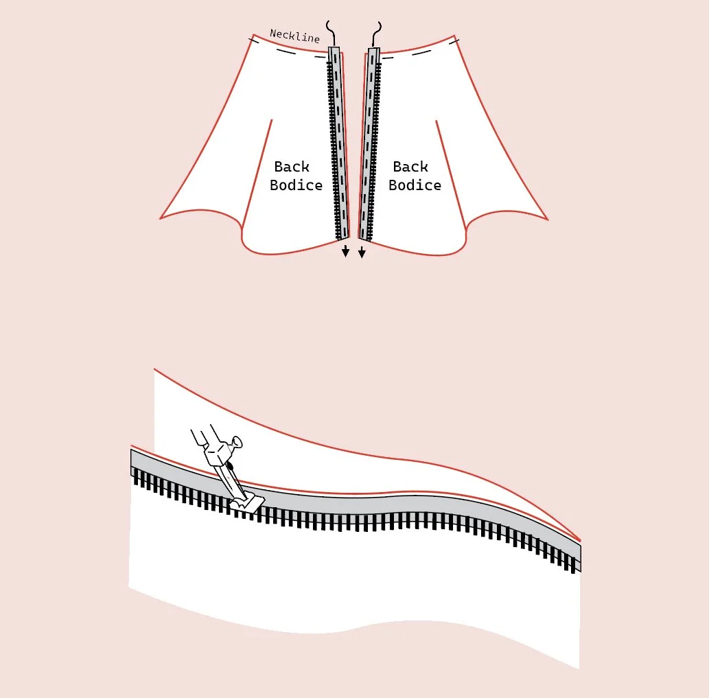 Sewing Invisible Zipper with Zipper Foot for Ao DaiSewing
